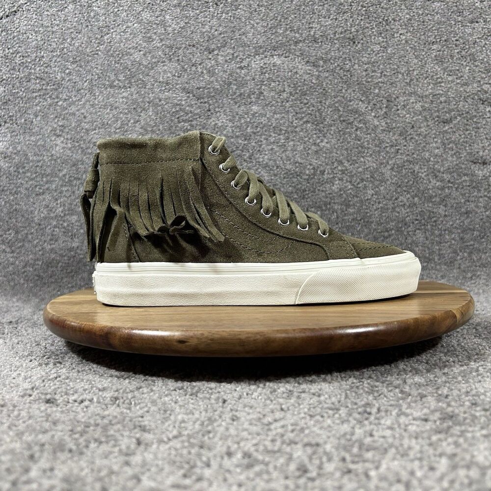 Vans Sk8-Hi Fringe Moc Women’s Size 6.5 Olive Green Suede Athletic Shoes Used